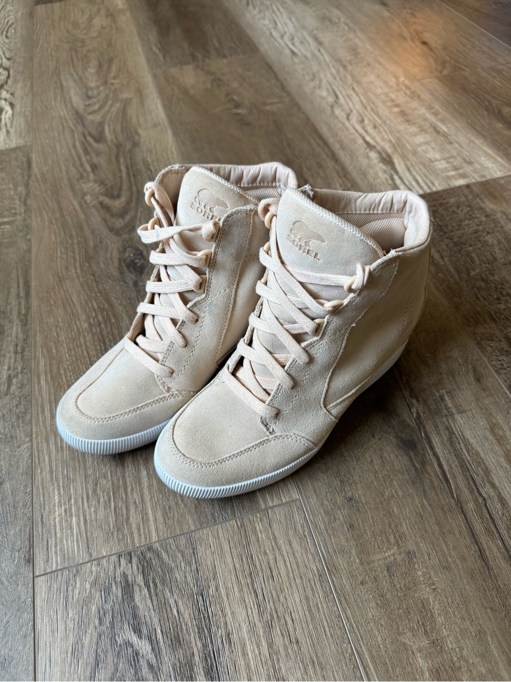 Sorel Women's Out N About Wedge Sneaker Boot in Light Beige